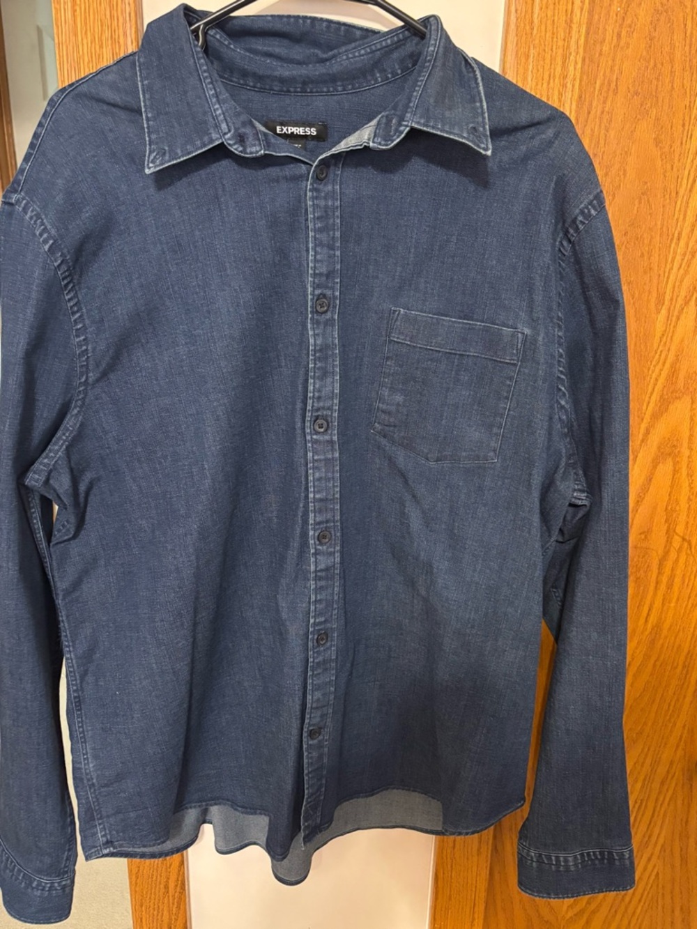 Express Men’s Indigo Denim Button-Down Shirt